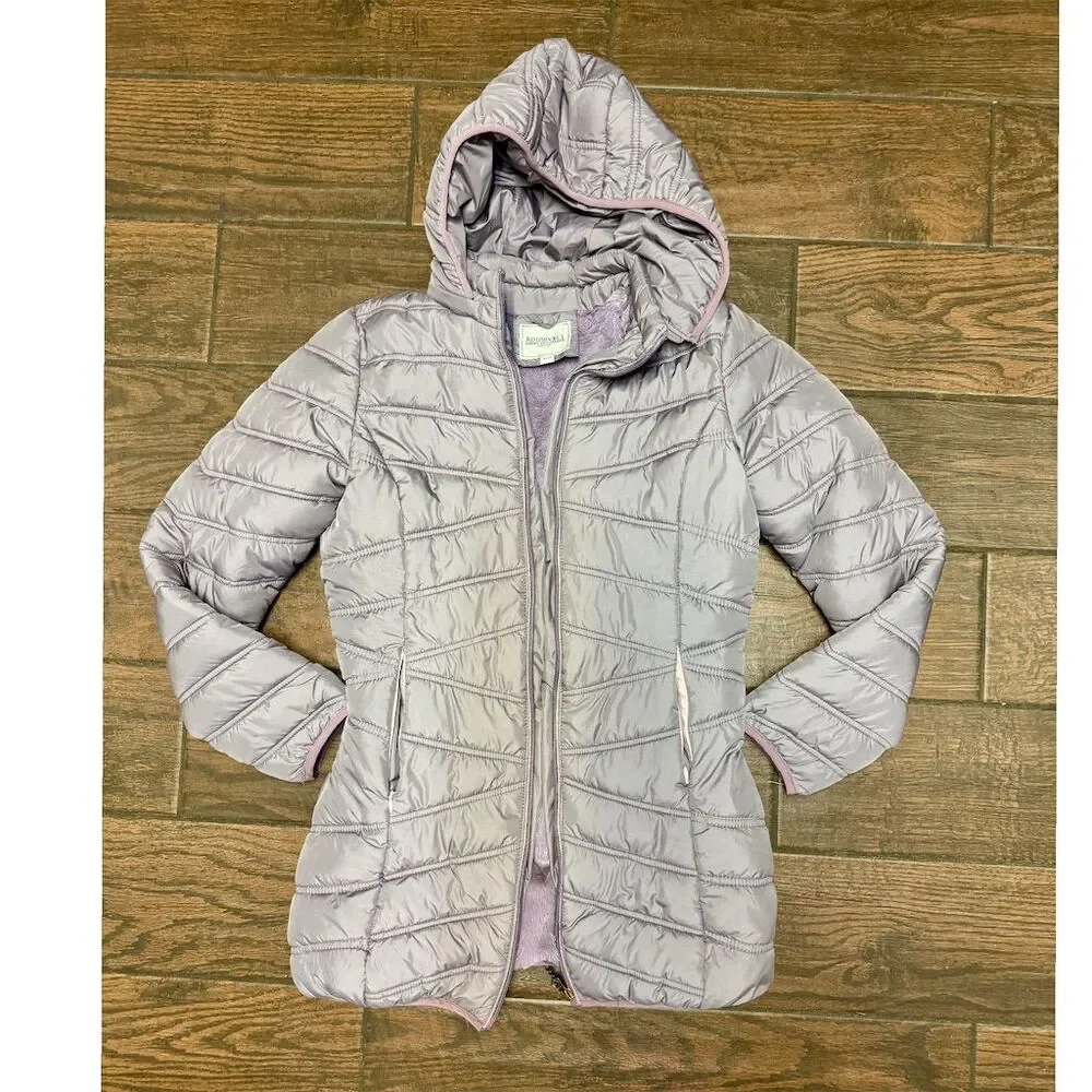 Roosevelt American College Women's Purple Puffer Jacket M Detachable Hood - Picture 7 of 8